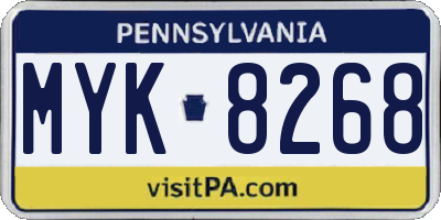 PA license plate MYK8268