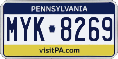 PA license plate MYK8269