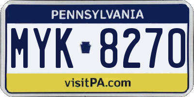 PA license plate MYK8270