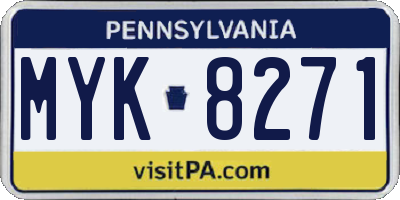 PA license plate MYK8271