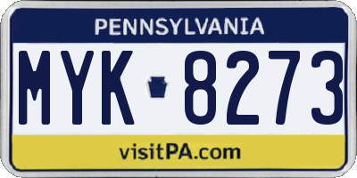 PA license plate MYK8273