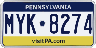 PA license plate MYK8274