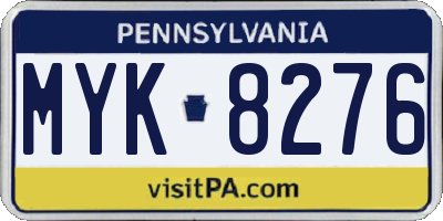 PA license plate MYK8276