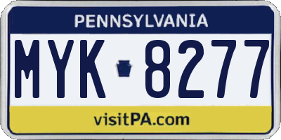 PA license plate MYK8277