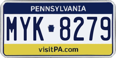 PA license plate MYK8279
