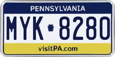 PA license plate MYK8280