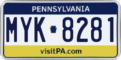 PA license plate MYK8281