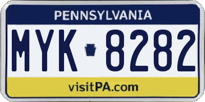 PA license plate MYK8282