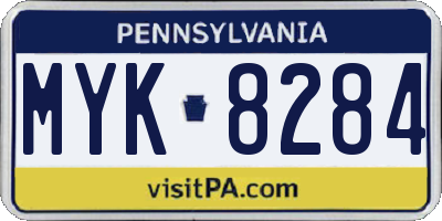 PA license plate MYK8284