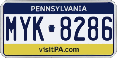 PA license plate MYK8286