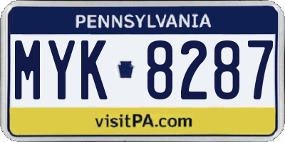 PA license plate MYK8287