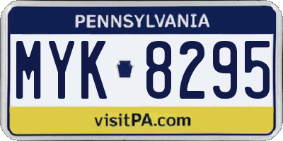 PA license plate MYK8295