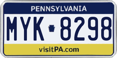 PA license plate MYK8298