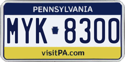 PA license plate MYK8300