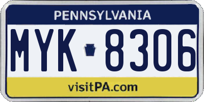 PA license plate MYK8306