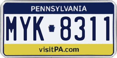 PA license plate MYK8311
