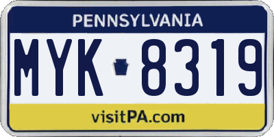 PA license plate MYK8319