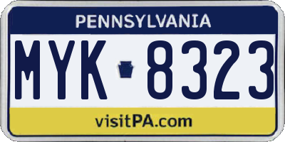 PA license plate MYK8323