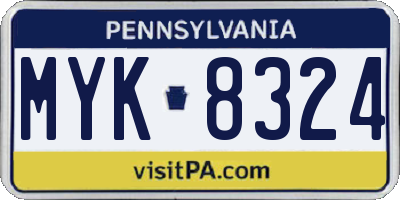 PA license plate MYK8324