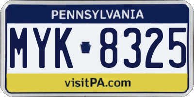 PA license plate MYK8325
