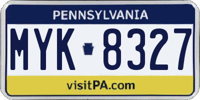 PA license plate MYK8327