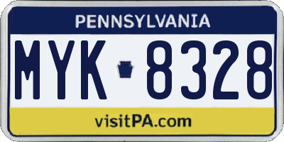 PA license plate MYK8328