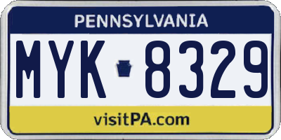 PA license plate MYK8329