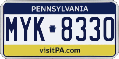 PA license plate MYK8330