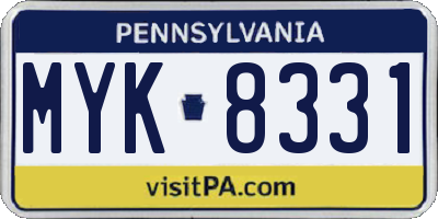 PA license plate MYK8331