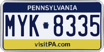 PA license plate MYK8335