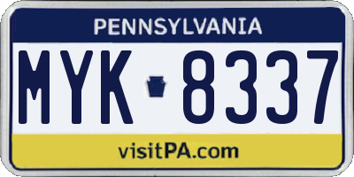 PA license plate MYK8337