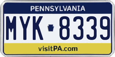 PA license plate MYK8339