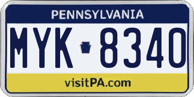 PA license plate MYK8340