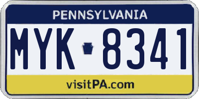 PA license plate MYK8341