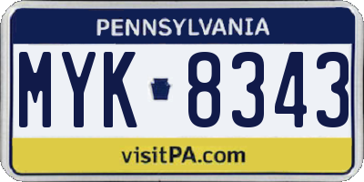 PA license plate MYK8343