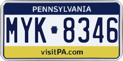 PA license plate MYK8346