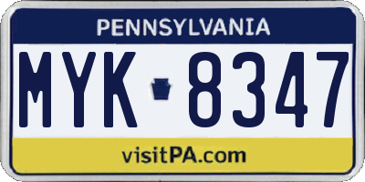 PA license plate MYK8347