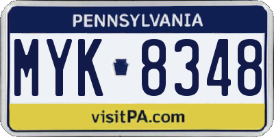 PA license plate MYK8348