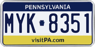 PA license plate MYK8351
