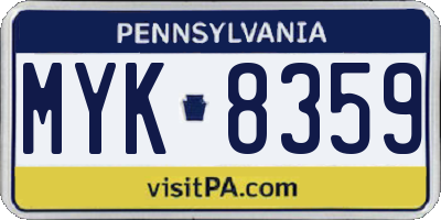 PA license plate MYK8359