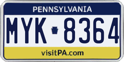 PA license plate MYK8364