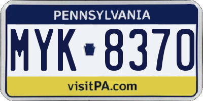 PA license plate MYK8370