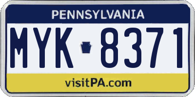 PA license plate MYK8371