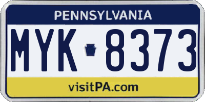PA license plate MYK8373
