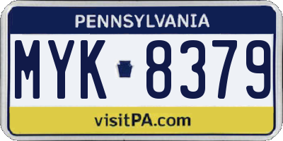 PA license plate MYK8379