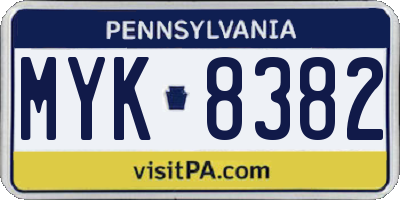 PA license plate MYK8382