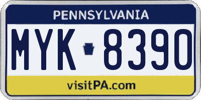 PA license plate MYK8390