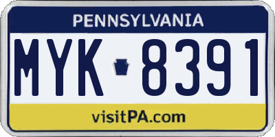 PA license plate MYK8391
