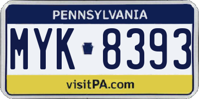 PA license plate MYK8393