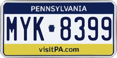 PA license plate MYK8399